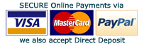 VISA, Mastercard, PayPal, Direct Deposit